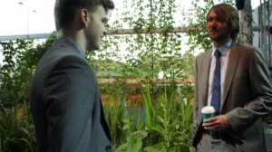 Networking conversations can occur in stress free green environments.