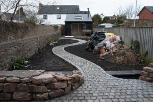 Serpentine cobbled path